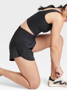 ALL IN MOTION Black Athletic Mid-Rise Running Shorts